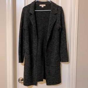 Monteau Los Angeles Open front collared cardigan coat charcoal grey size M